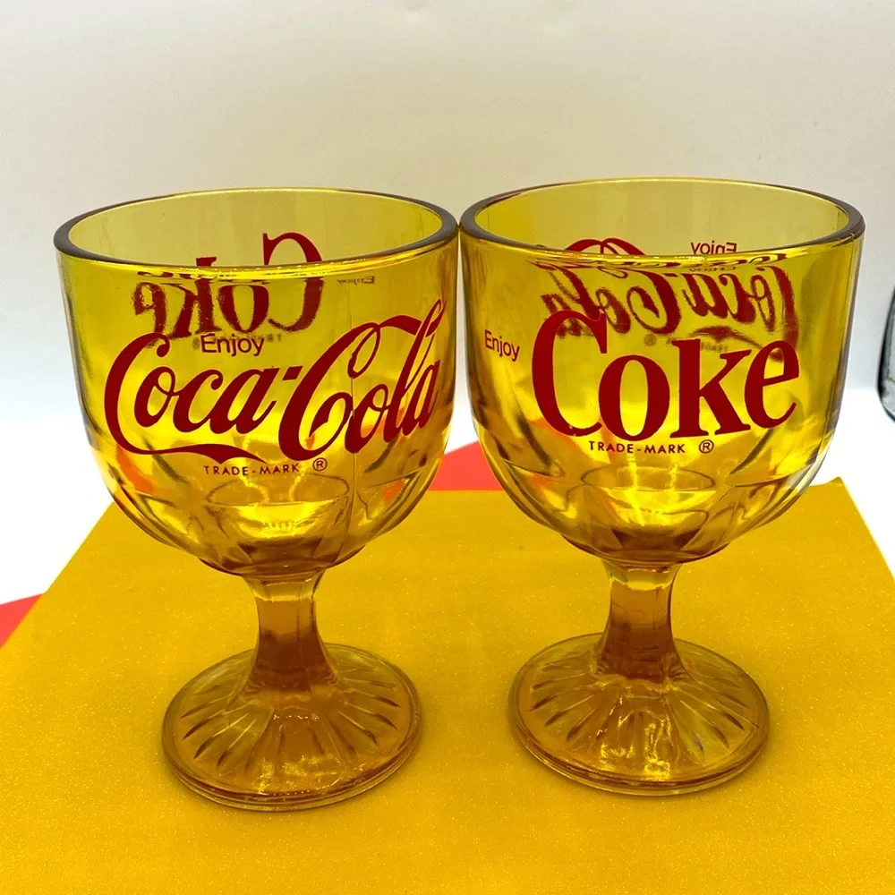 Vintage 1970 “Enjoy Coca-Cola” Amber Glass With Red Lettering